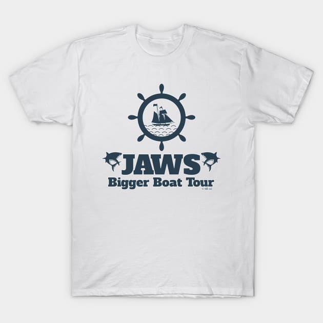 JAWS Movie Bigger Boat Tour T-Shirt by Naumovski